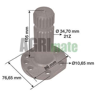 Technical drawing for PTO SHAFT
1” 3/8 – Z=21 – L 105 mm