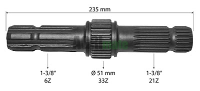 Technical drawing for PTO SHAFT
1” 3/8 – Z1 6/21 – L 235 mm