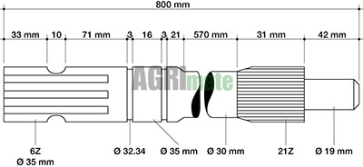 Technical drawing for PTO SHAFT
1” 3/8 – Z=6 – L 800 mm