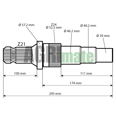 Technical drawing for PTO SHAFT
1” 3/8 – Z=21 – L 295 mm
