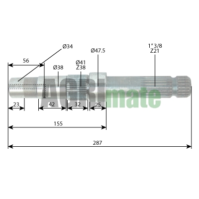 Technical drawing for PTO SHAFT
1” 3/8 – Z=21 – L 287 mm