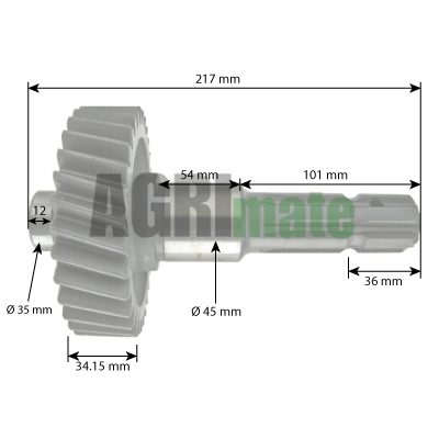 Technical drawing for PTO SHAFT
1” 3/8 – Z=6 – L 217 mm