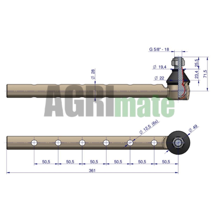 Technical drawing for TIE ROD OUTER