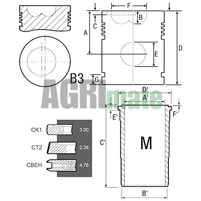 Technical drawing for PISTON-LINER KIT
Ø 98.42 MM
