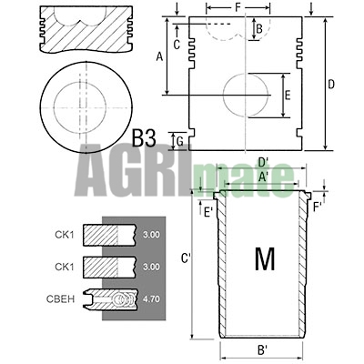 Technical drawing for PISTON-LINER KIT
Ø 100 MM