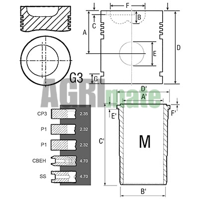 Technical drawing for PISTON-LINER KIT
Ø 82.5 MM