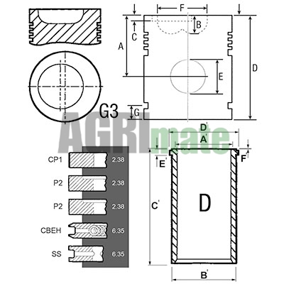 Technical drawing for PISTON-LINER KIT
Ø 98.48 MM