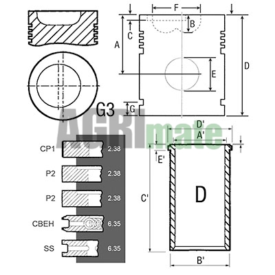 Technical drawing for PISTON-LINER KIT
Ø 98.48 MM
