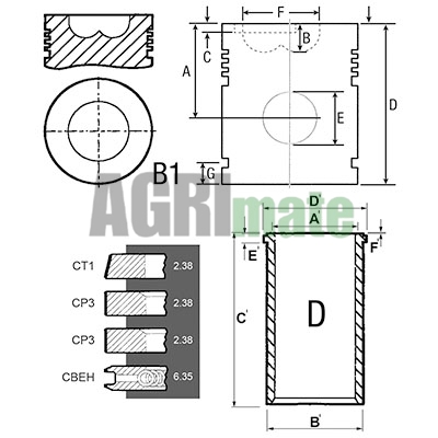 Technical drawing for PISTON-LINER KIT
Ø 101.05 MM