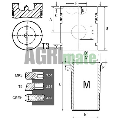 Technical drawing for PISTON-LINER KIT
Ø 106.50 MM