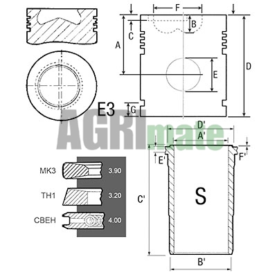 Technical drawing for PISTON-LINER KIT
Ø 116 MM