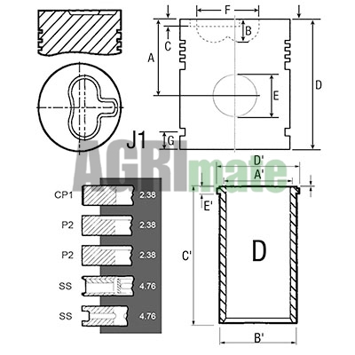 Technical drawing for PISTON-LINER KIT
Ø 84.14 MM