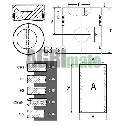 Technical drawing for PISTON-LINER KIT
Ø 98.48 MM