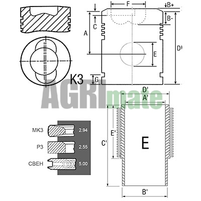 Technical drawing for PISTON-LINER KIT
Ø 102 MM