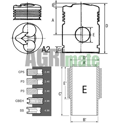 Technical drawing for PISTON-LINER KIT
Ø 95 MM