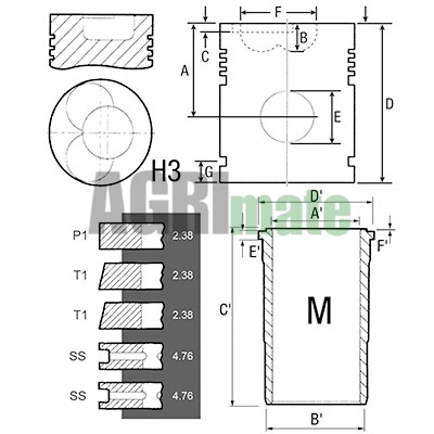 Technical drawing for PISTON-LINER KIT
Ø 100 MM