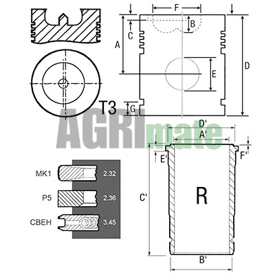 Technical drawing for PISTON-LINER KIT
Ø 106.50 MM