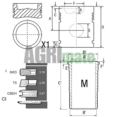 Technical drawing for PISTON-LINER KIT
Ø 106.50 MM