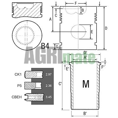 Technical drawing for PISTON-LINER KIT
Ø 106.50 MM