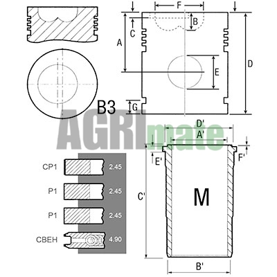Technical drawing for PISTON-LINER KIT
Ø 100 MM