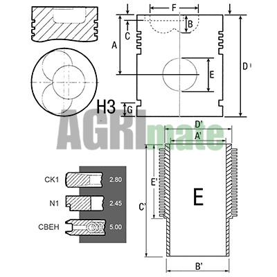 Technical drawing for PISTON-LINER KIT
Ø 100 MM