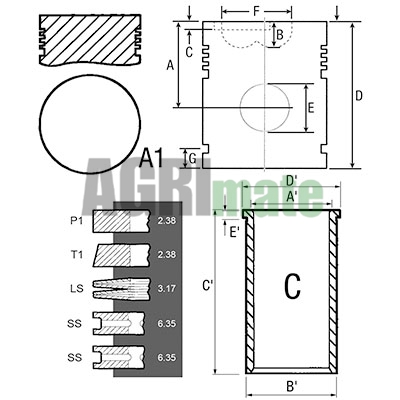 Technical drawing for PISTON-LINER KIT
Ø 91.49 MM
