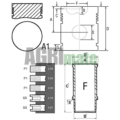 Technical drawing for PISTON-LINER KIT
Ø 85 MM