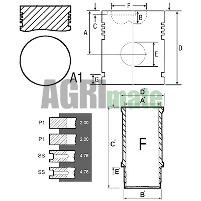 Technical drawing for PISTON-LINER KIT
Ø 87 MM