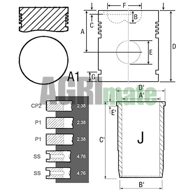 Technical drawing for PISTON-LINER KIT
Ø 85.72 MM