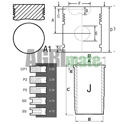 Technical drawing for PISTON-LINER KIT
Ø 88.90 MM