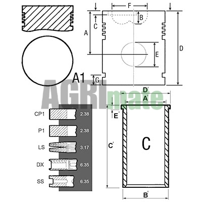Technical drawing for PISTON-LINER KIT
Ø 91.49 MM