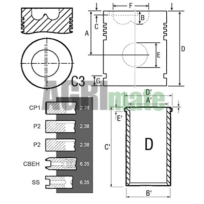 Technical drawing for PISTON-LINER KIT
Ø 98.48 MM