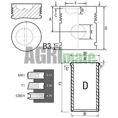 Technical drawing for PISTON-LINER KIT
Ø 98.48 MM