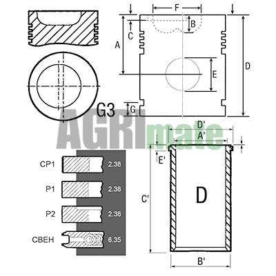 Technical drawing for PISTON-LINER KIT
Ø 98.48 MM