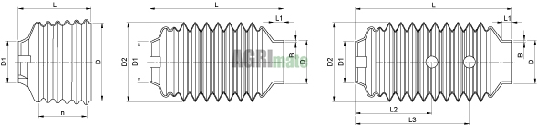 Technical drawing for TRANSMISSION ACCORDION COVER
PG20 – Ø 214 mm – L = 387 mm
