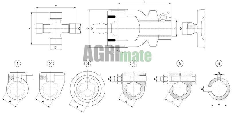 Technical drawing for WIDE-ANGLE YOKE AUTOMATIC QUICK RELEASE
1 3/4”(6) – 34.9 x 110 – SH