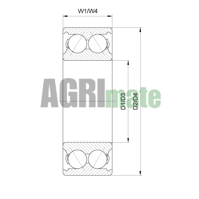 Technical drawing for ANGULAR CONTACT BALL BEARING 2 ROW
50 x 110 x 44.4 mm