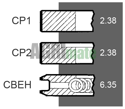 Technical drawing for PISTON RING SET
Ø 98.48 MM – STD