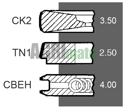 Technical drawing for PISTON RING SET
Ø 100 MM – STD