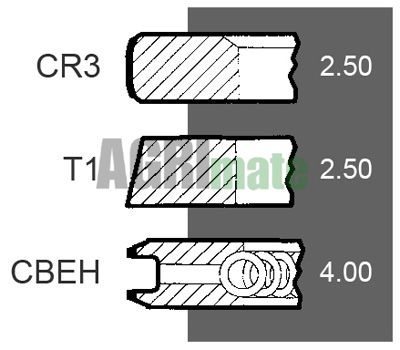 Technical drawing for PISTON RING SET
Ø 100 MM – STD