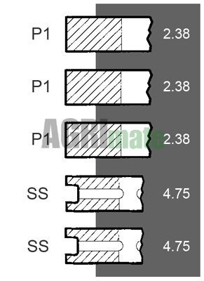 Technical drawing for PISTON RING SET
Ø 87.30 MM – STD