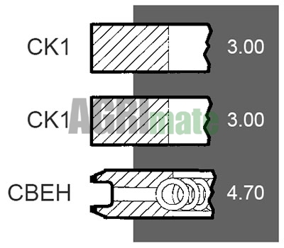Technical drawing for PISTON RING SET
Ø 100 MM – STD