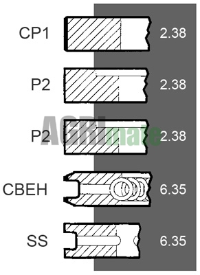 Technical drawing for PISTON RING SET
Ø 98.48 MM – STD
