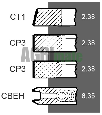 Technical drawing for PISTON RING SET
Ø 101.05 MM – STD