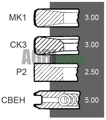 Technical drawing for PISTON RING SET
Ø 102 MM – STD