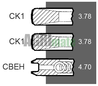 Technical drawing for PISTON RING SET
Ø 116 MM – STD