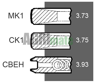 Technical drawing for PISTON RING SET
Ø 116 MM – STD