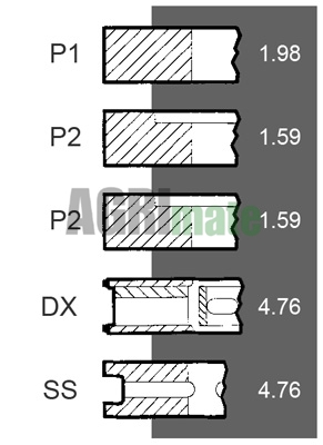 Technical drawing for PISTON RING SET
Ø 79.38 MM – STD