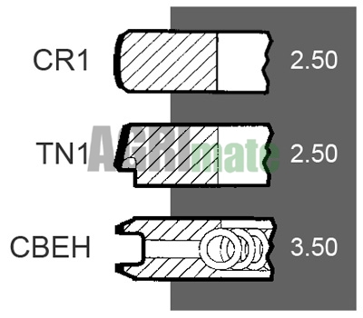 Technical drawing for PISTON RING SET
Ø 103 MM – STD