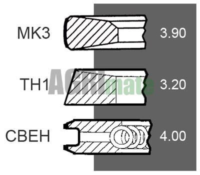 Technical drawing for PISTON RING SET
Ø 116.00 MM – STD
